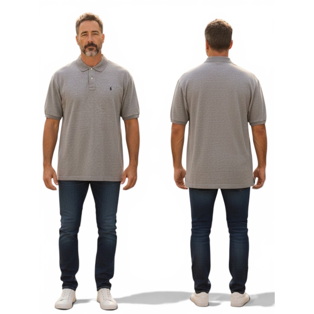 Polo Ralph Lauren Mens 2XB Heather Grey Short Sleeve Pony Logo Polo Shirt Preppy